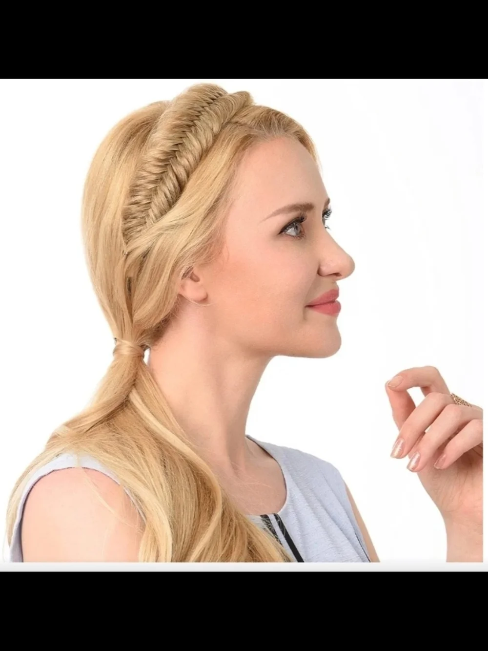 Wide Fishtail 2 Strands Synthetic Hair Braided Headband Classic Chunky Pl